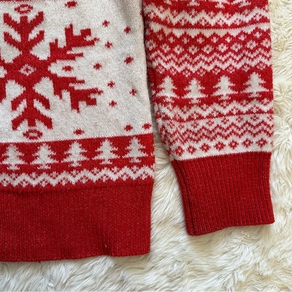 Dec. 25th Cardigan Womens Christmas Holiday Sweater Fair Isle Red White XL - Picture 6 of 11